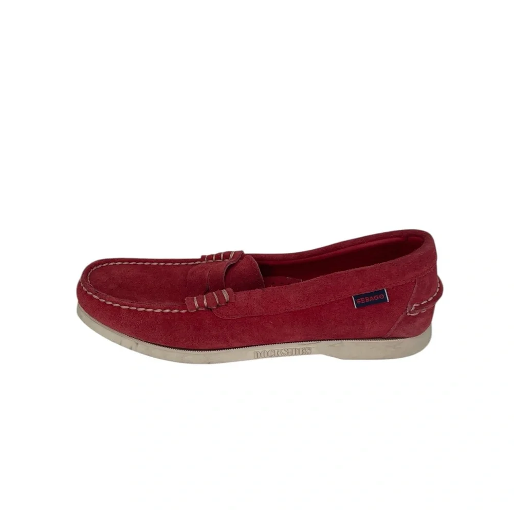 Sebago Shoes Women’s Red Suede Loafers Flats Slip On Size 10 - Picture 6 of 10